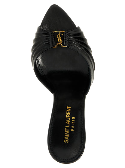 Black Lamb Leather Stiletto Heel Sandals