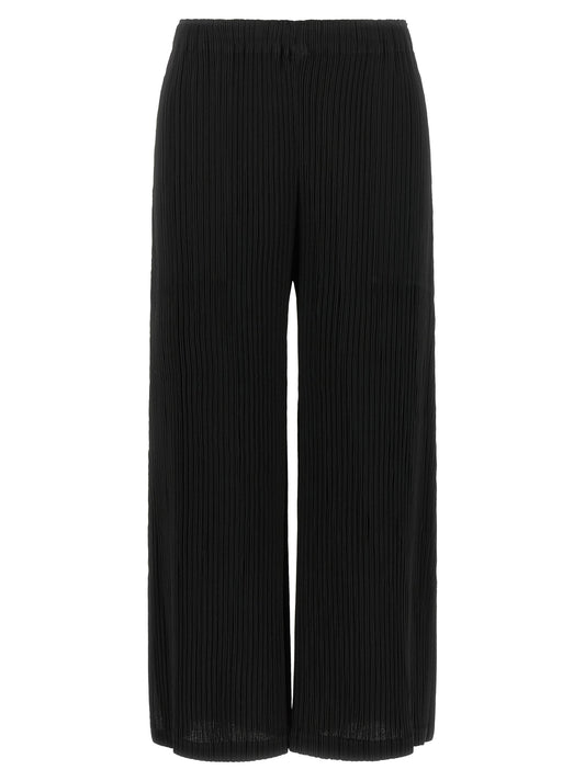 Black Polyester Casual Pants