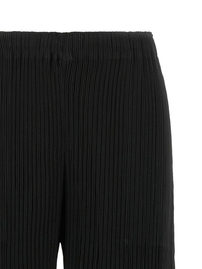 Black Polyester Casual Pants