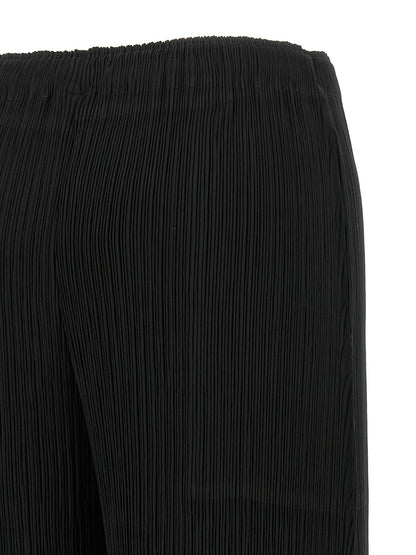 Black Polyester Casual Pants