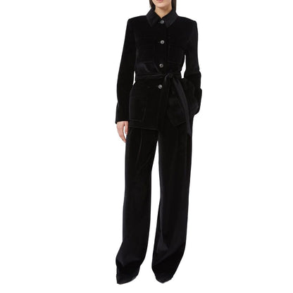Black Cotton Casual Pants