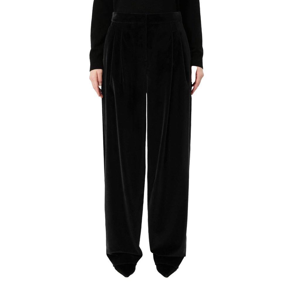 Black Cotton Casual Pants