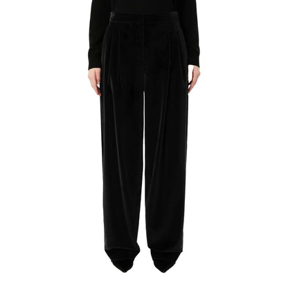 Black Cotton Casual Pants