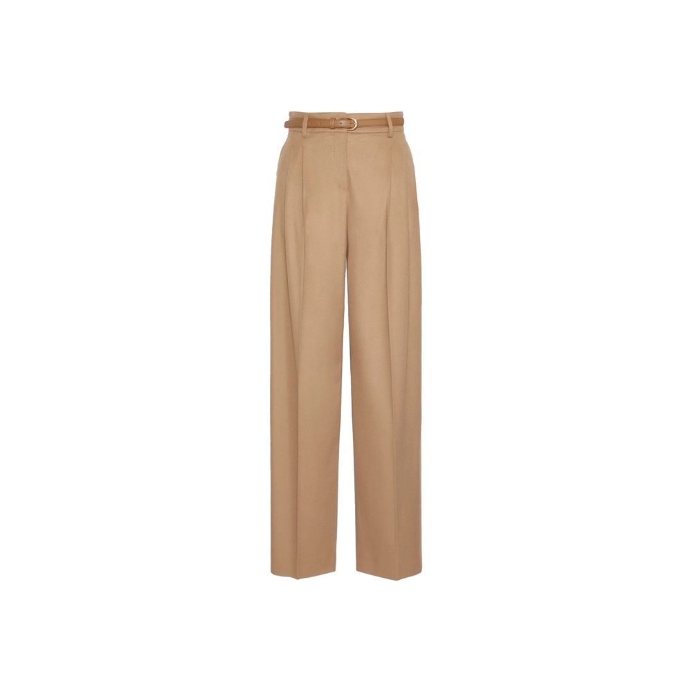Brown Virgin Wool Casual Pants