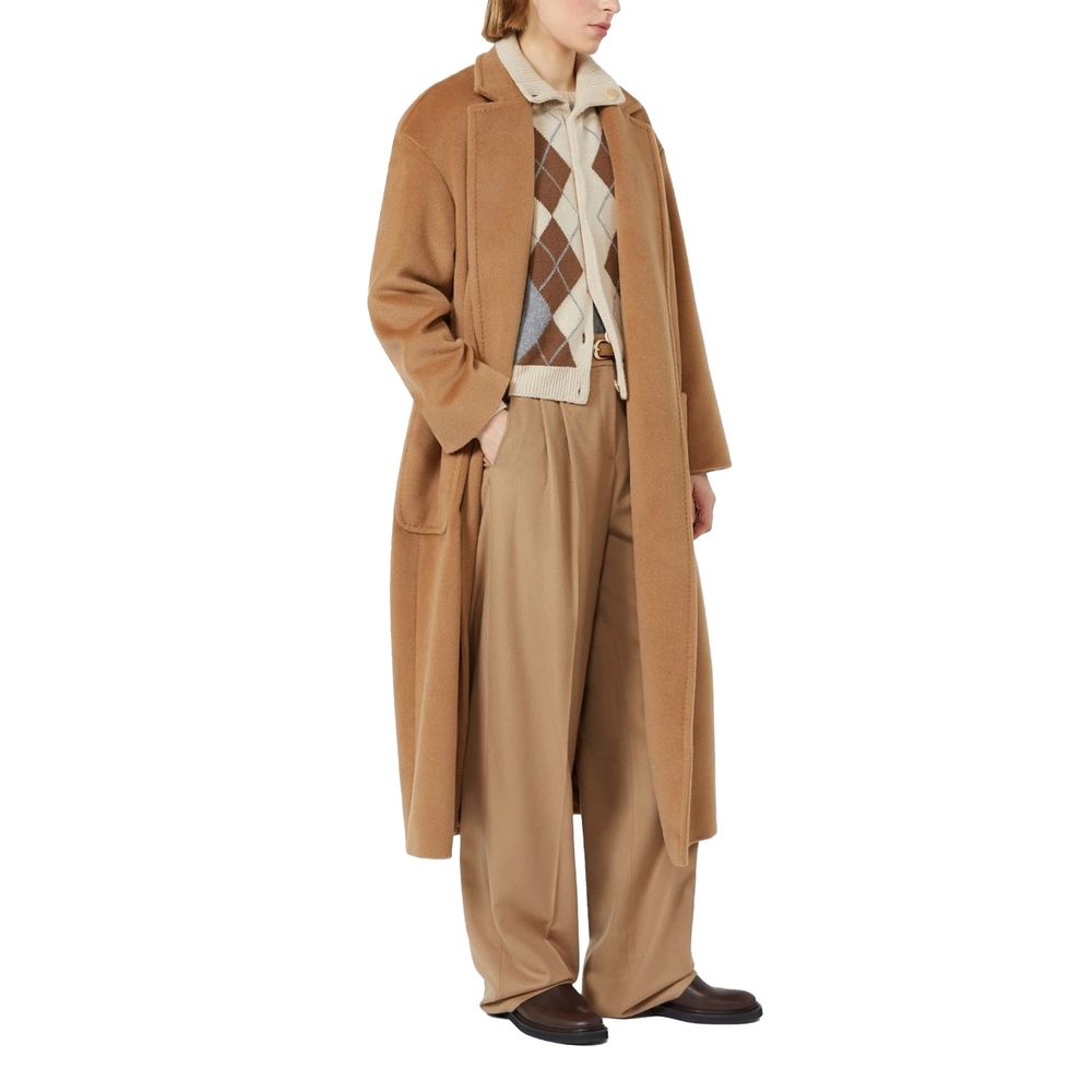 Brown Virgin Wool Casual Pants