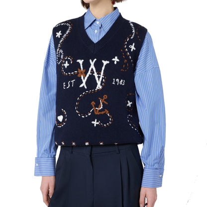 Blue Virgin Wool Waistcoat