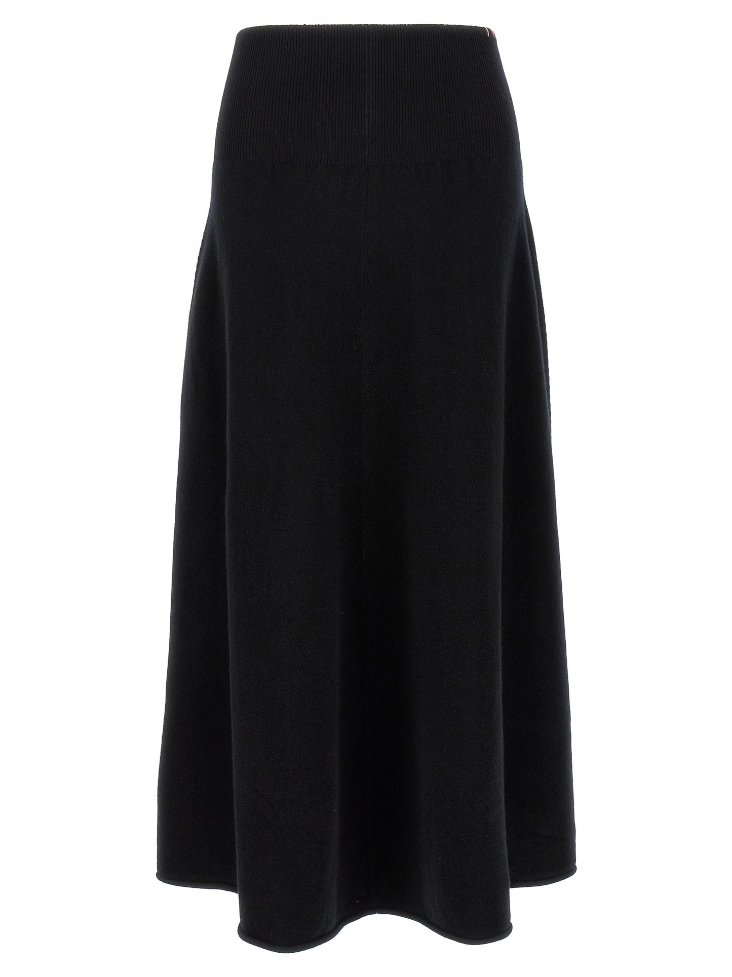 Black Cashmere Midi Skirt