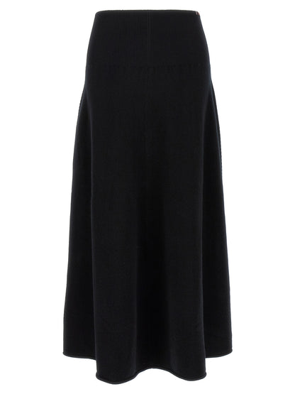 Black Cashmere Midi Skirt
