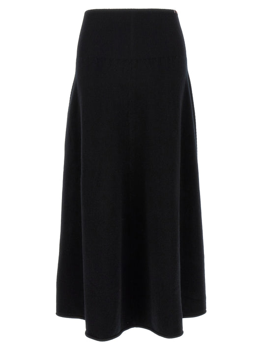 Black Cashmere Midi Skirt