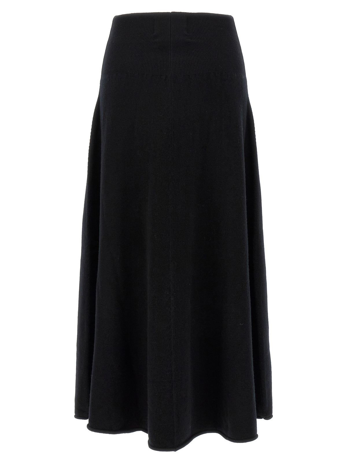 Black Cashmere Midi Skirt