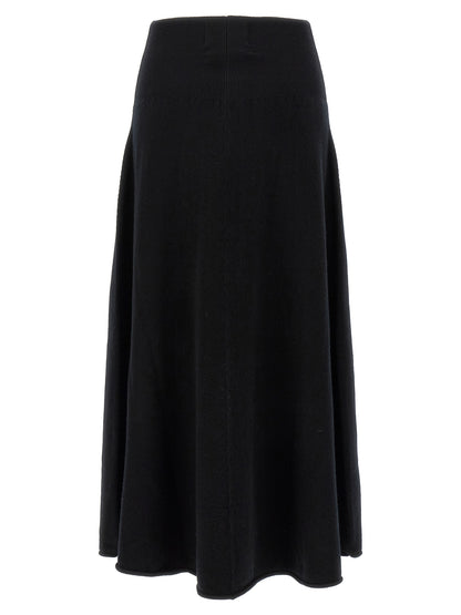 Black Cashmere Midi Skirt