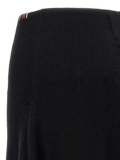 Black Cashmere Midi Skirt