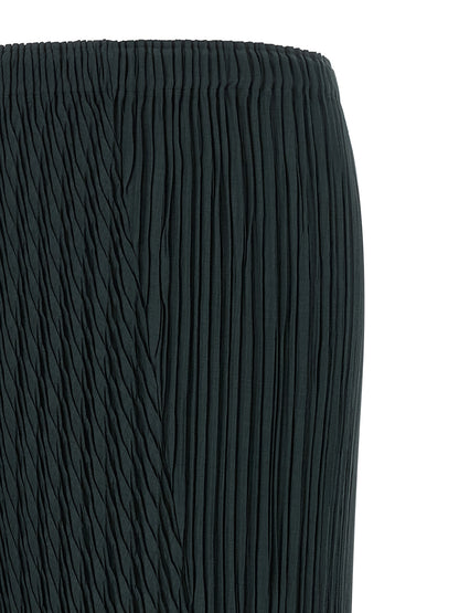 Blue Polyester Midi Skirt