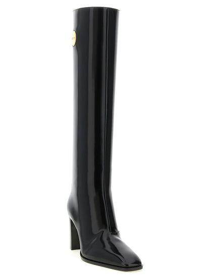 Black Calfskin Over The Knee