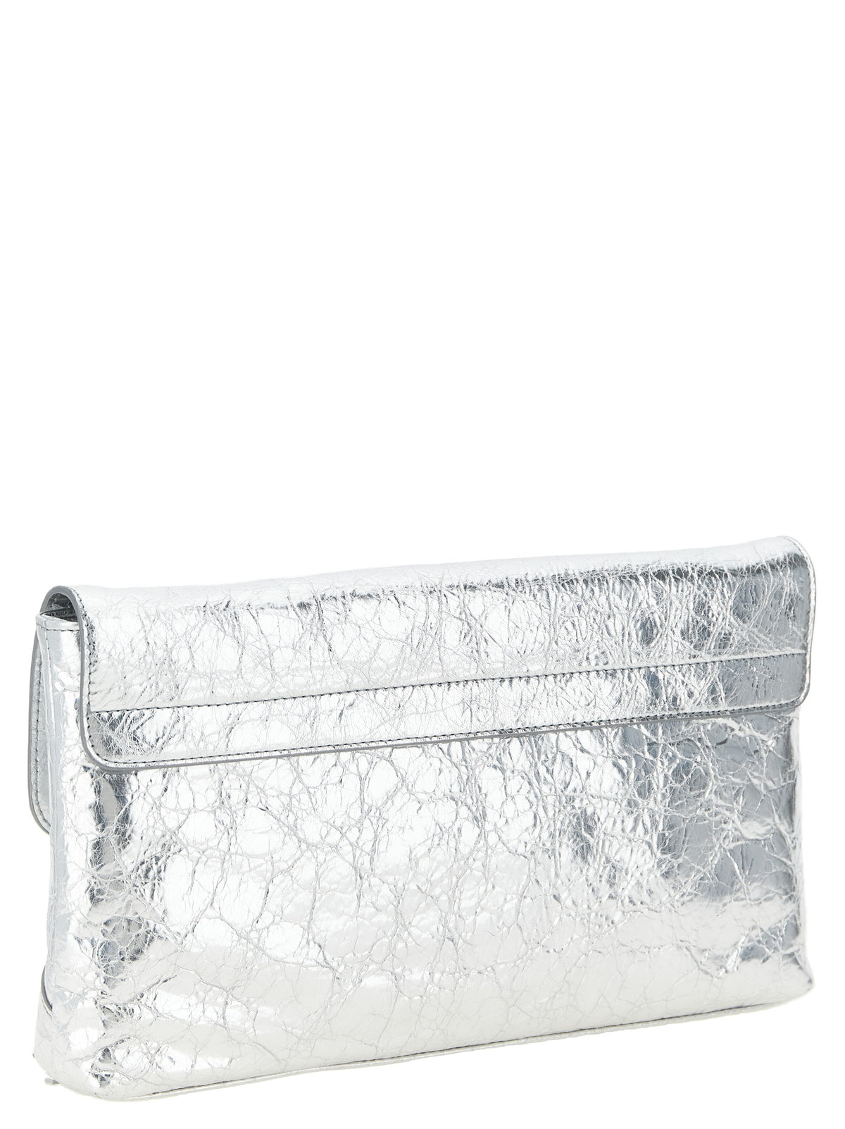 Silver Lamb Leather Clutch Bag
