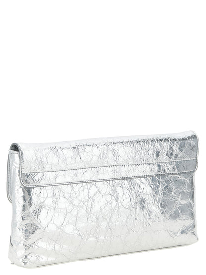 Silver Lamb Leather Clutch Bag