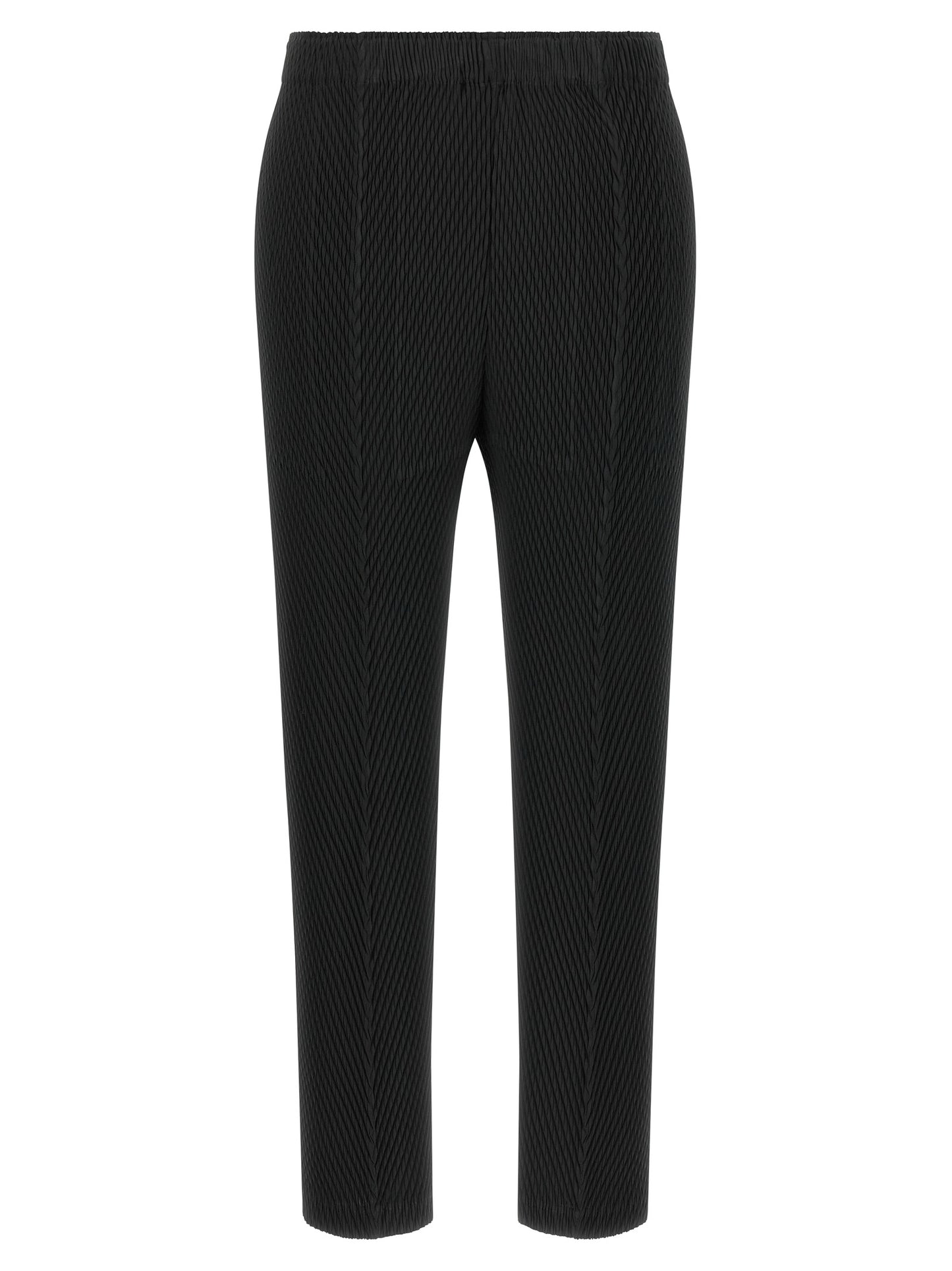 Black Polyester Cropped Pants