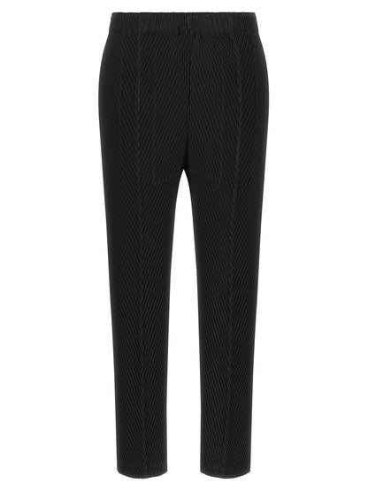 Black Polyester Cropped Pants