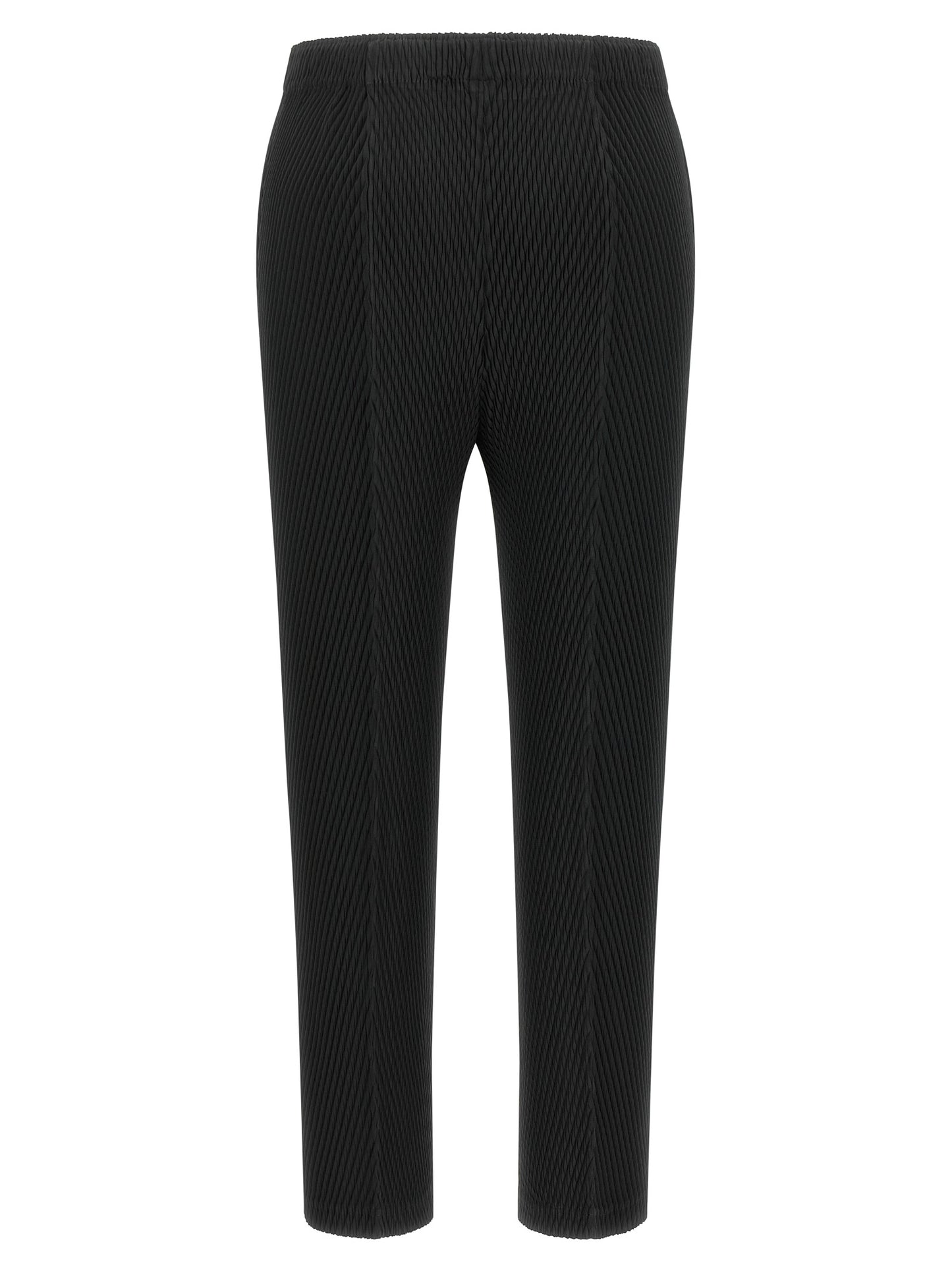 Black Polyester Cropped Pants