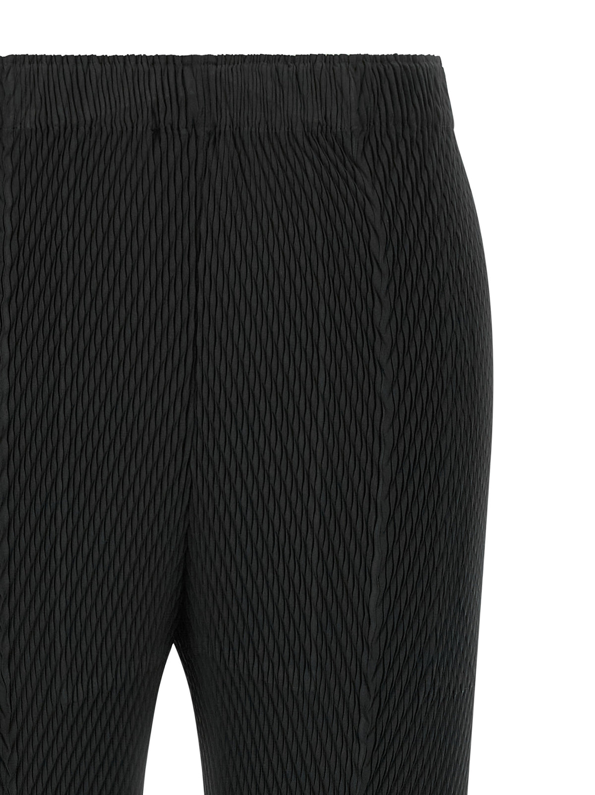 Black Polyester Cropped Pants