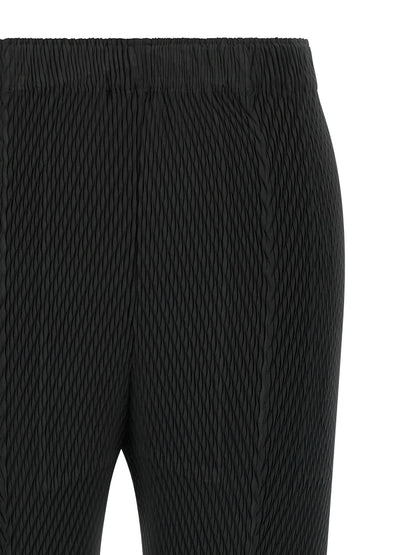 Black Polyester Cropped Pants