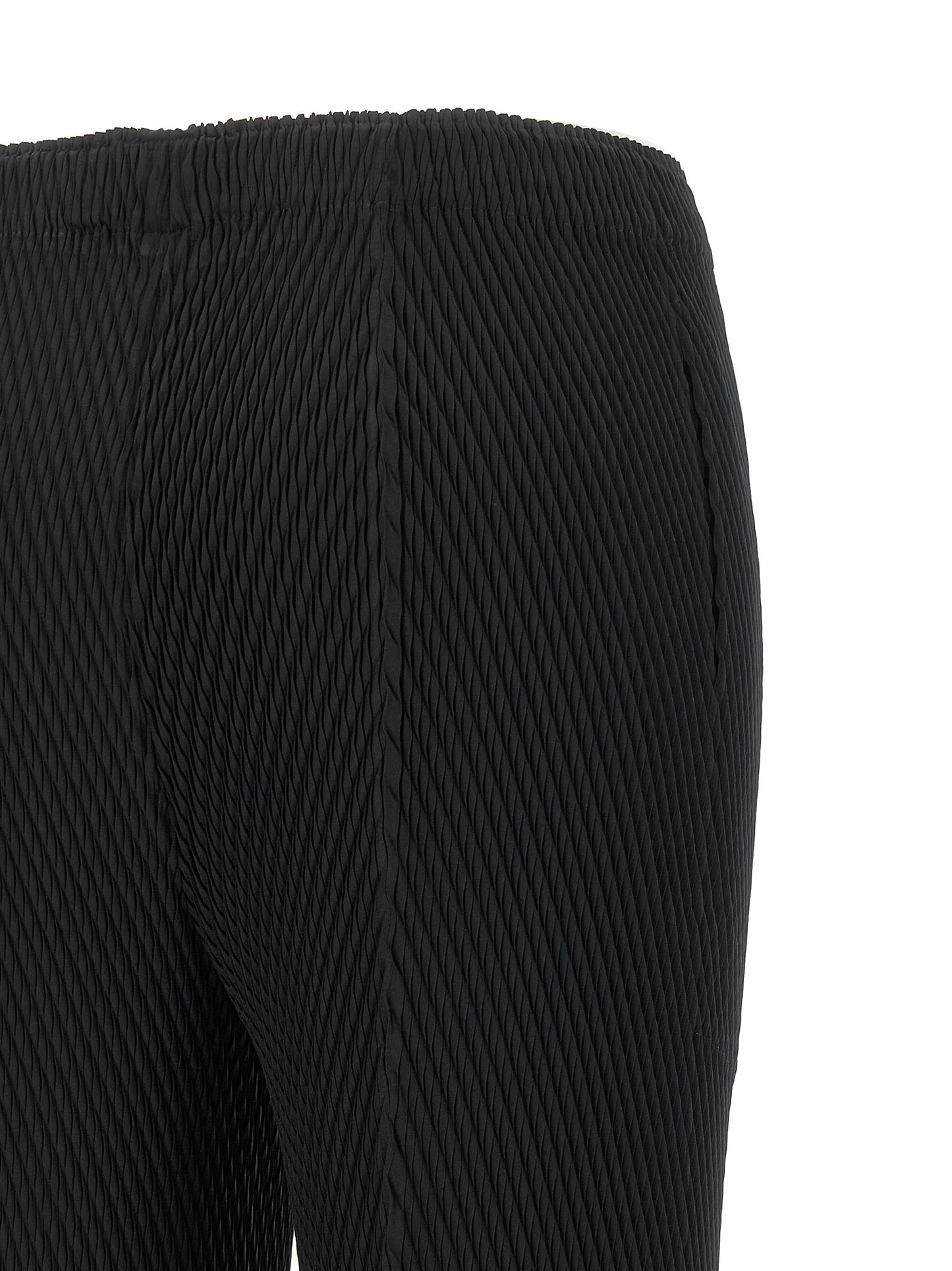 Black Polyester Cropped Pants