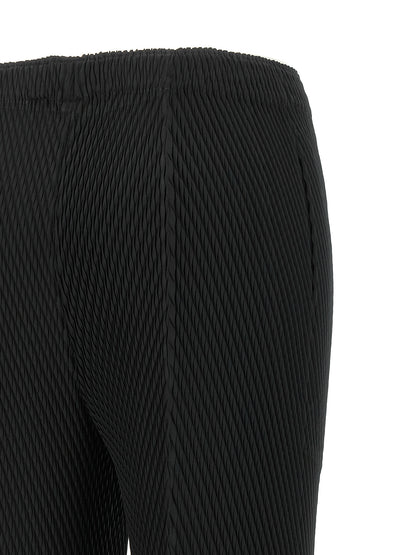Black Polyester Cropped Pants