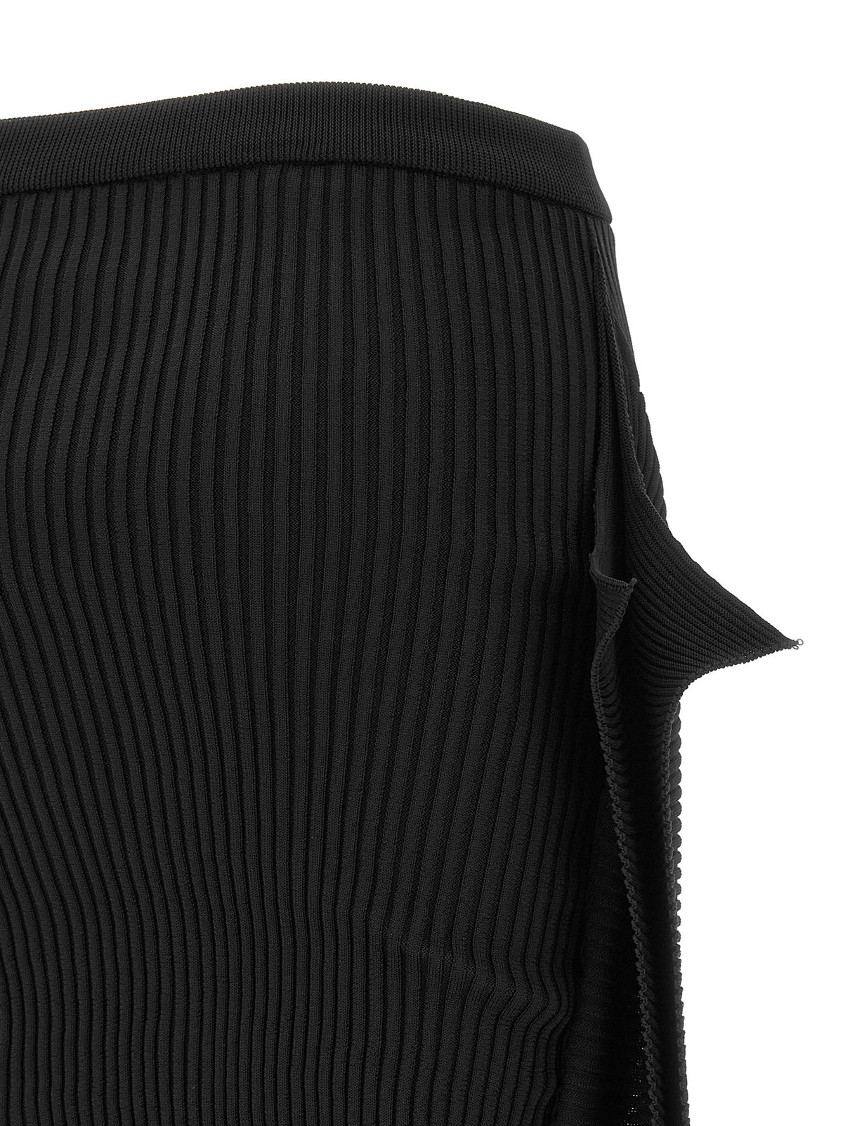 Black Polyester Midi Skirt