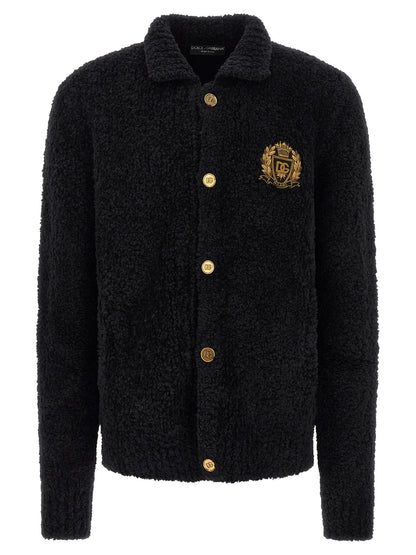 Black Alpaca Leather Cardigan