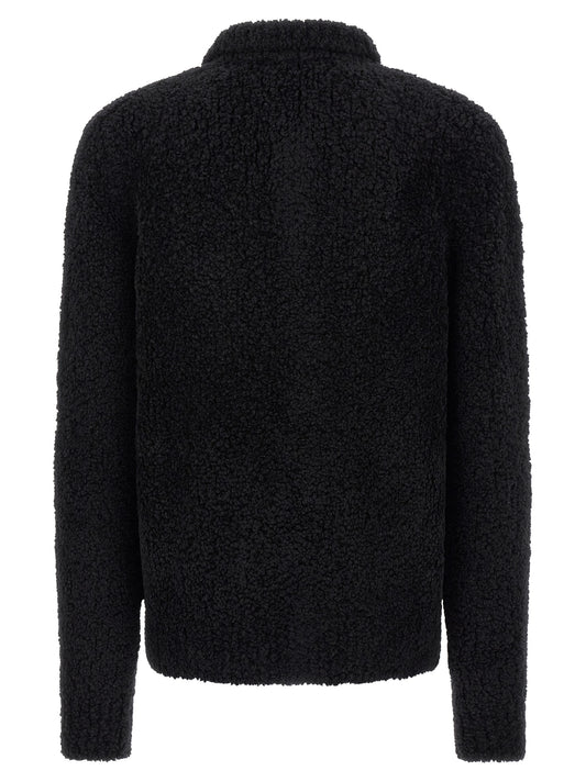 Black Alpaca Leather Cardigan