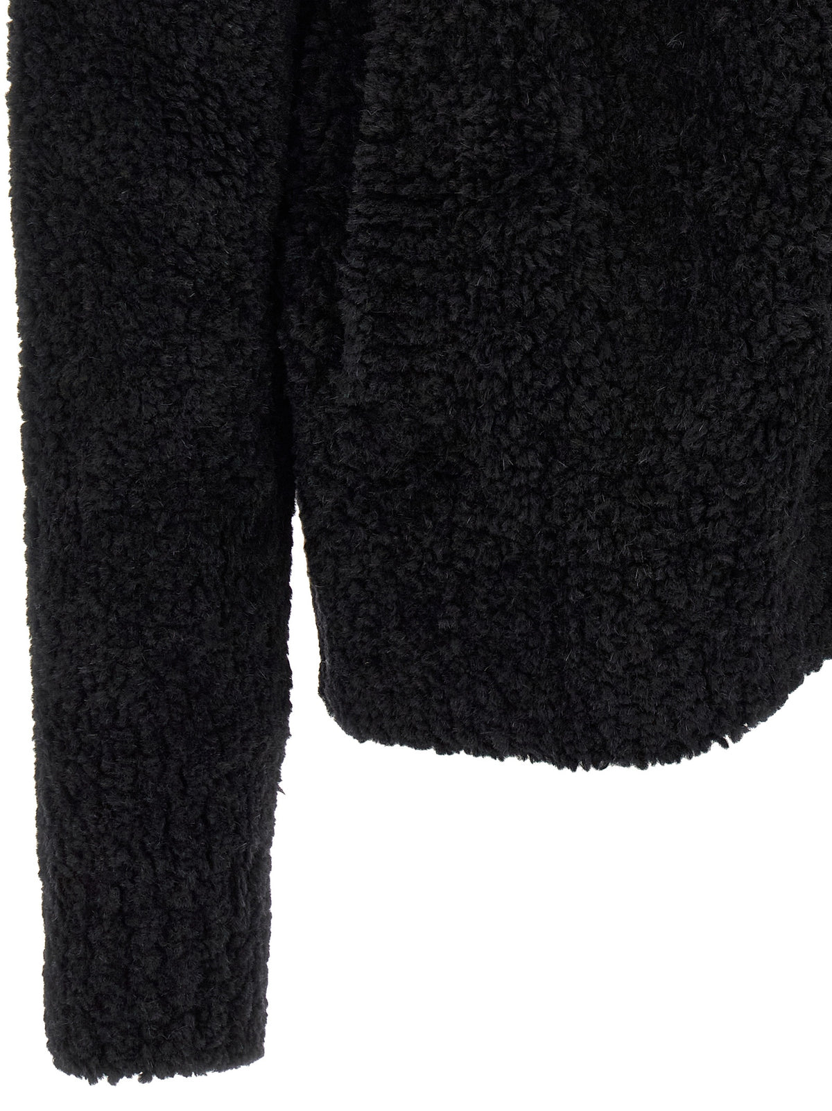 Black Alpaca Leather Cardigan