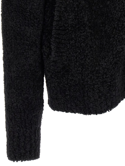 Black Alpaca Leather Cardigan