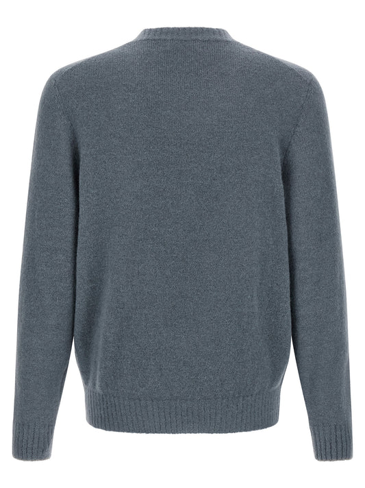Blue Alpaca Leather Cardigan
