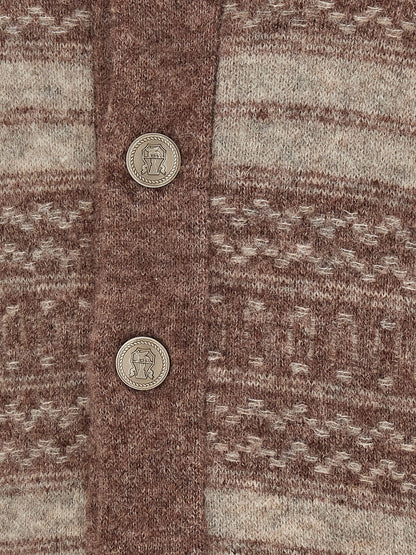 Brown Alpaca Leather Cardigan