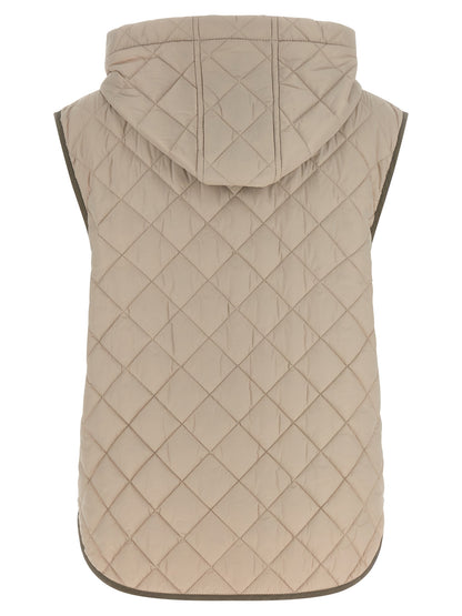 Beige Polyamide Sleeveless Jacket
