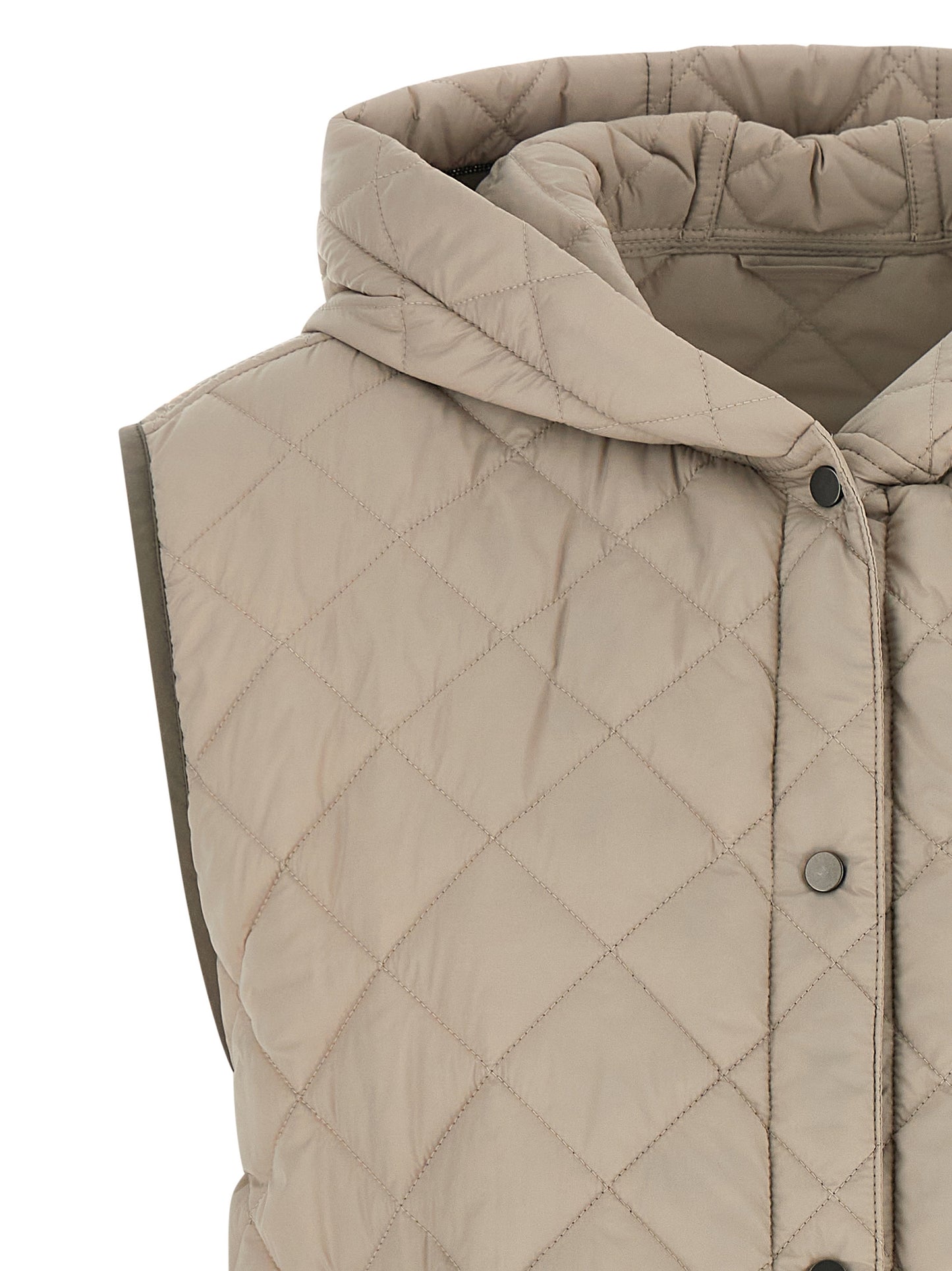 Beige Polyamide Sleeveless Jacket