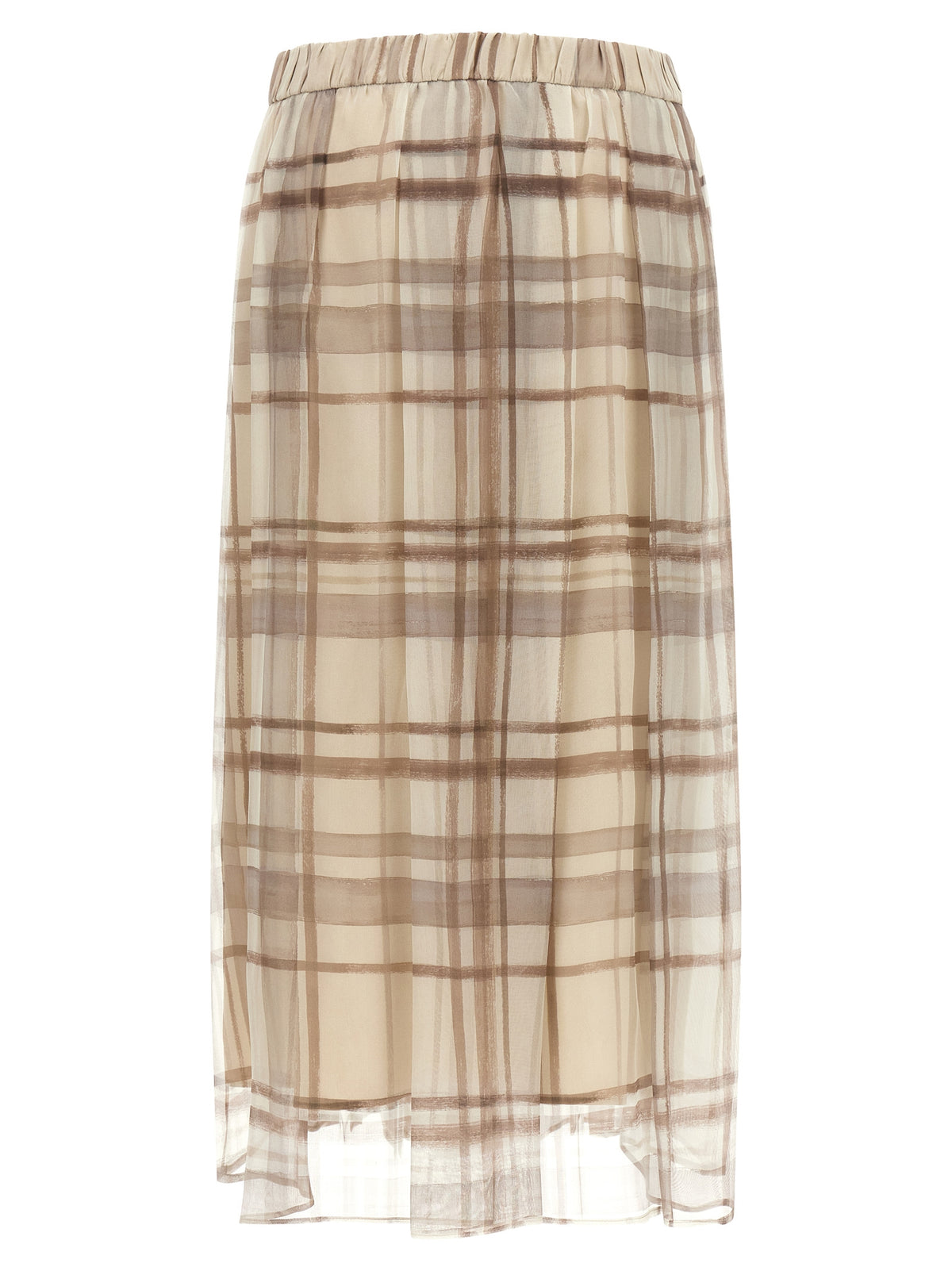 Beige Silk Midi Skirt