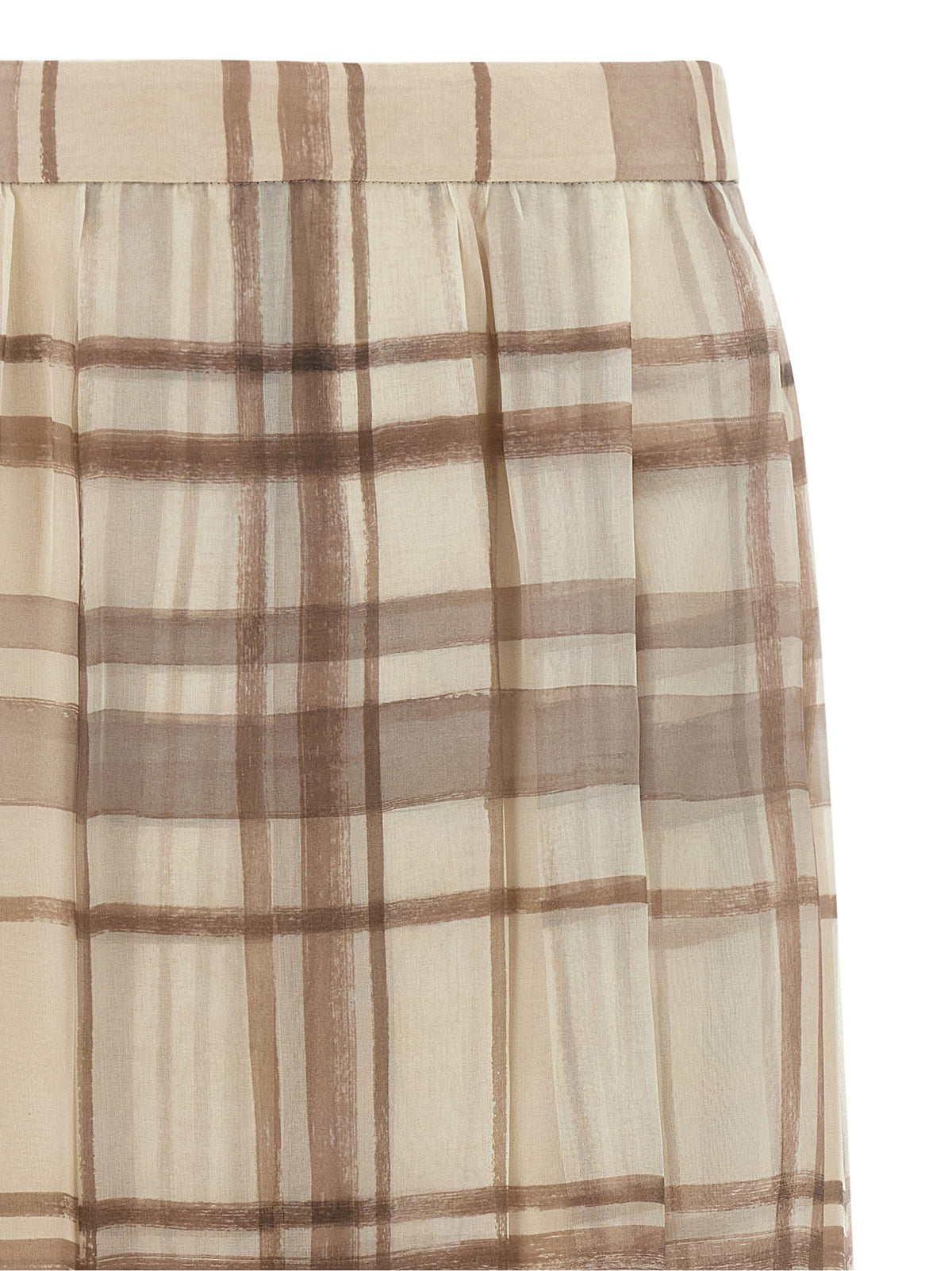 Beige Silk Midi Skirt