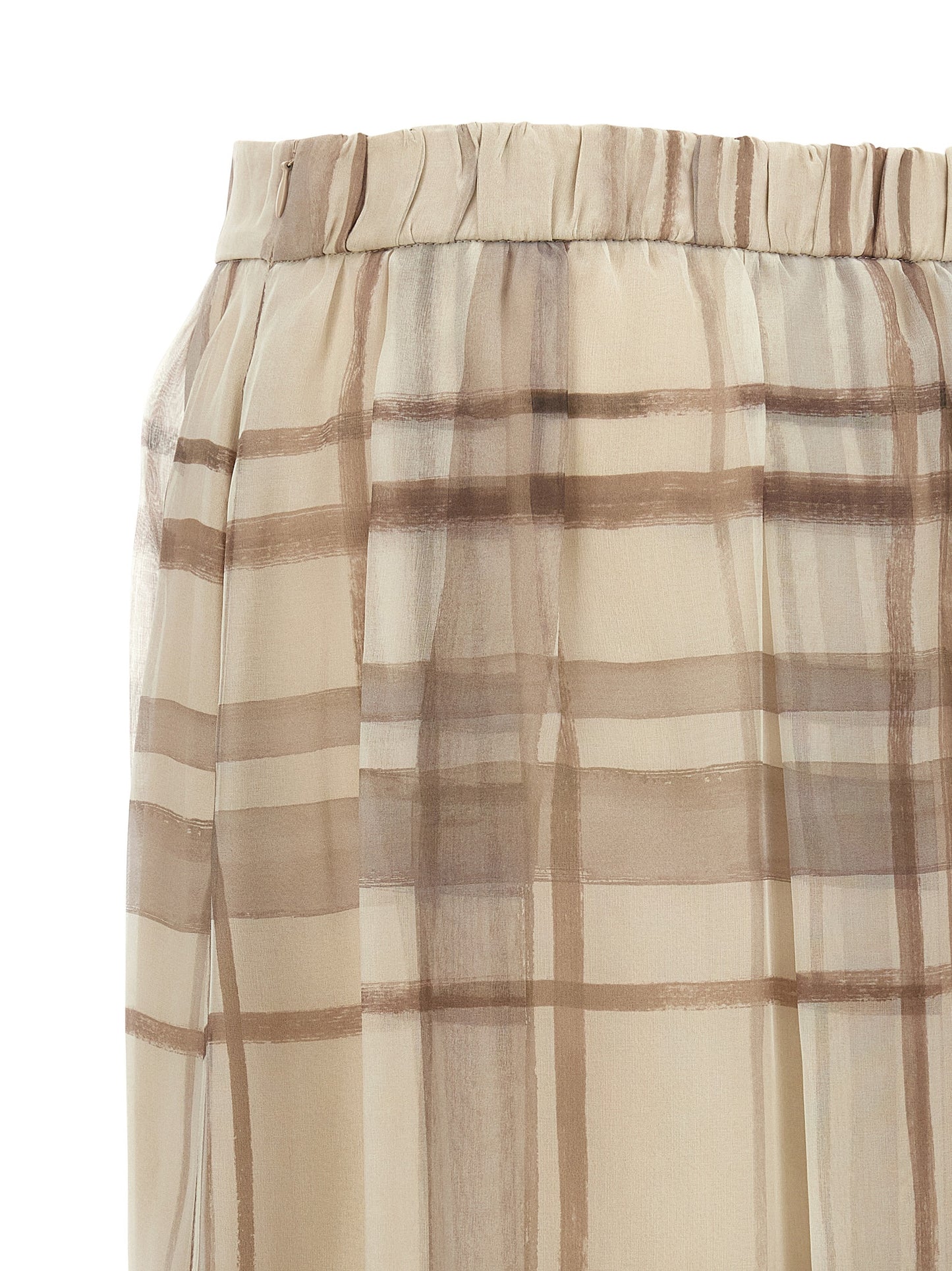 Beige Silk Midi Skirt