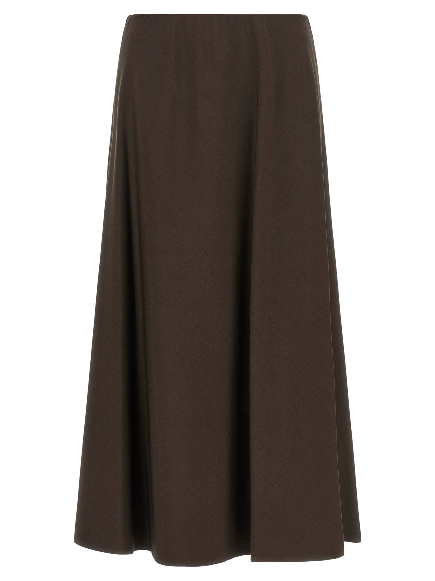 Brown Virgin Wool Midi Skirt