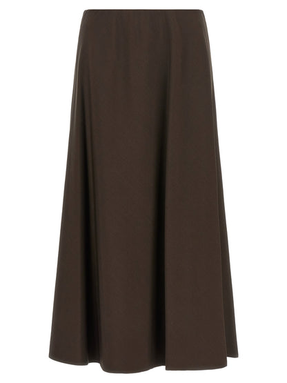 Brown Virgin Wool Midi Skirt