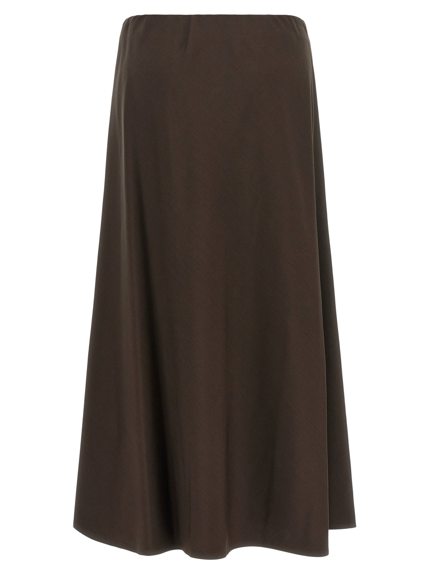 Brown Virgin Wool Midi Skirt