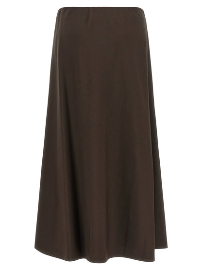 Brown Virgin Wool Midi Skirt