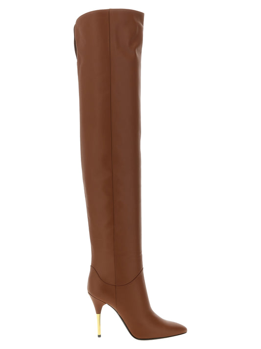 Brown Calfskin Over The Knee