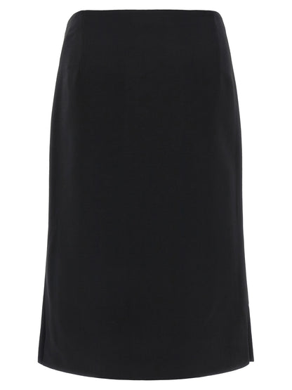 Black Wool Midi Skirt