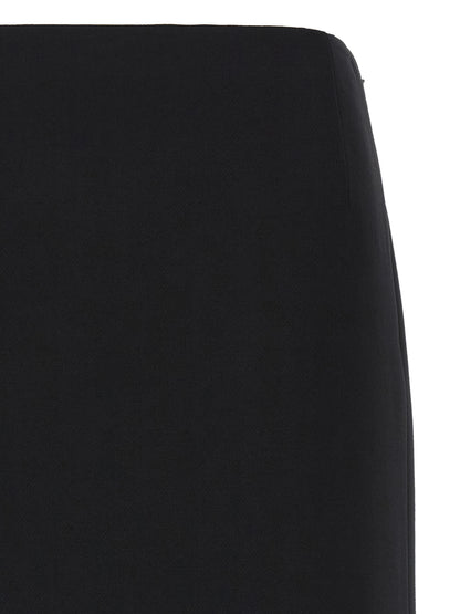 Black Wool Midi Skirt