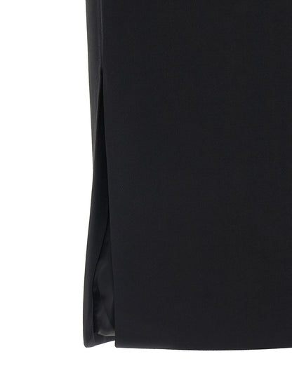 Black Wool Midi Skirt