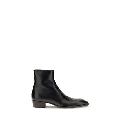 Black Calf Leather Bos Taurus Ankle Boots
