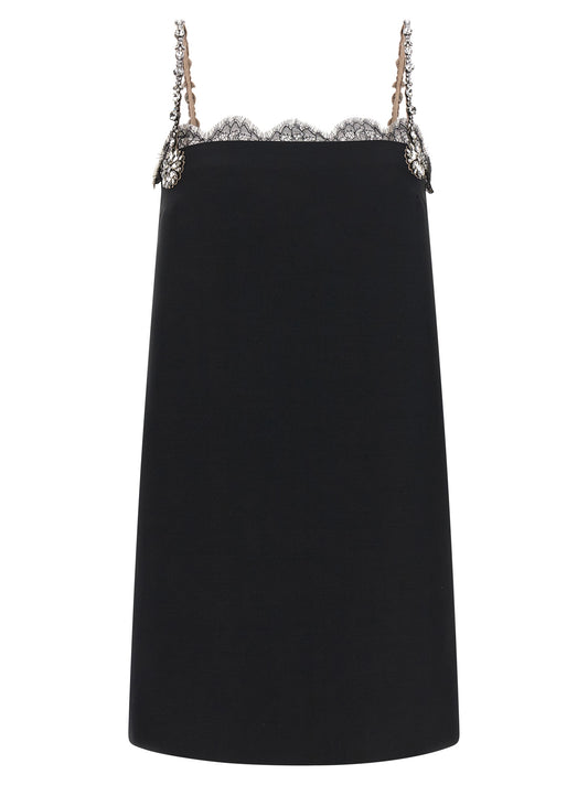 Black Virgin Wool Short Dress