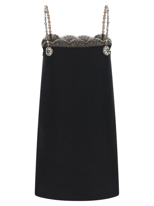 Black Virgin Wool Short Dress